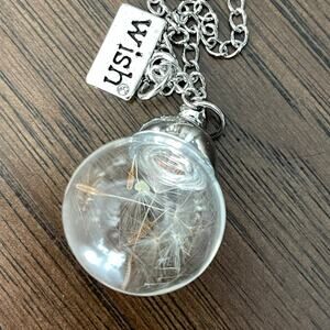 Dandelion Wish Necklace Glass Globe Vial Wishing Jewelry Dandelion Seed